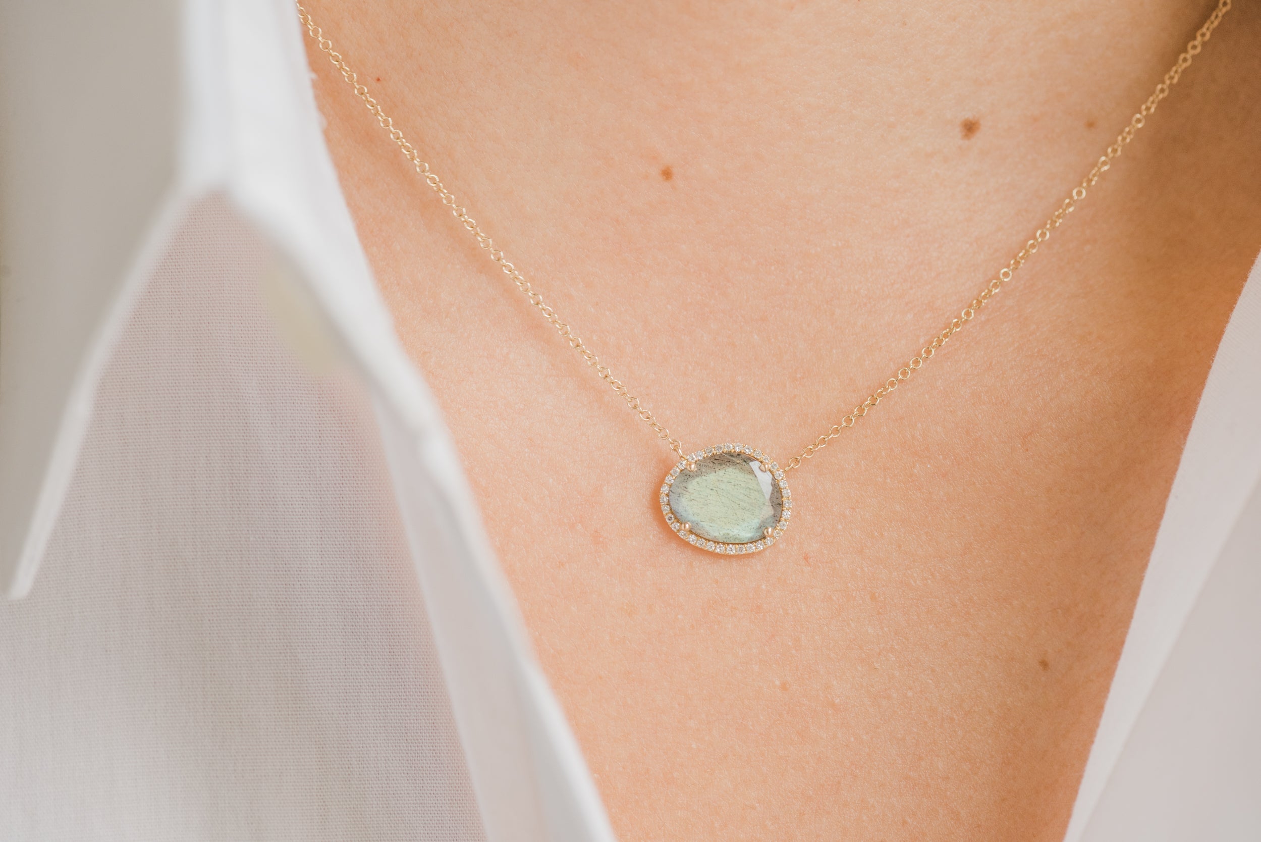 Diamond Labradorite Necklace