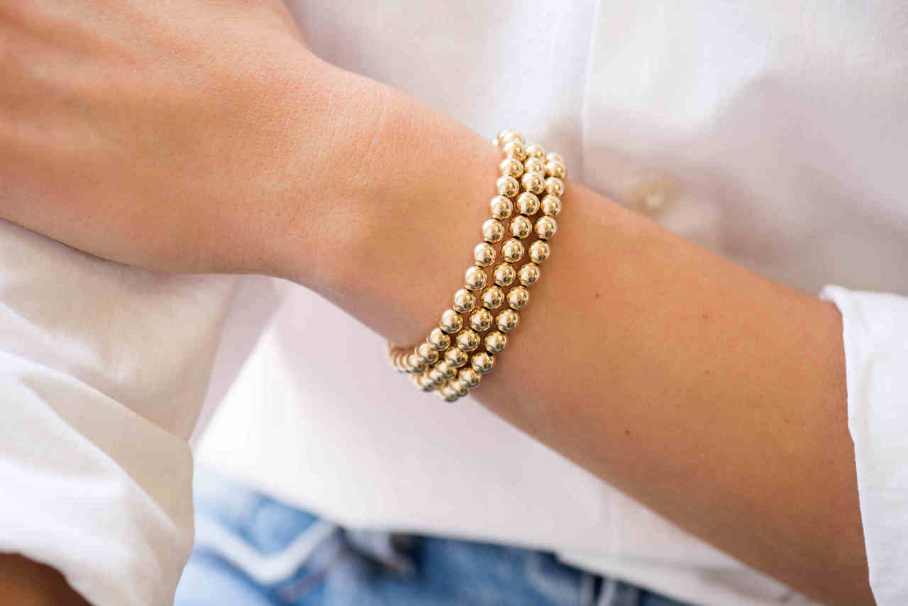 6mm Gold Bead Bracelet