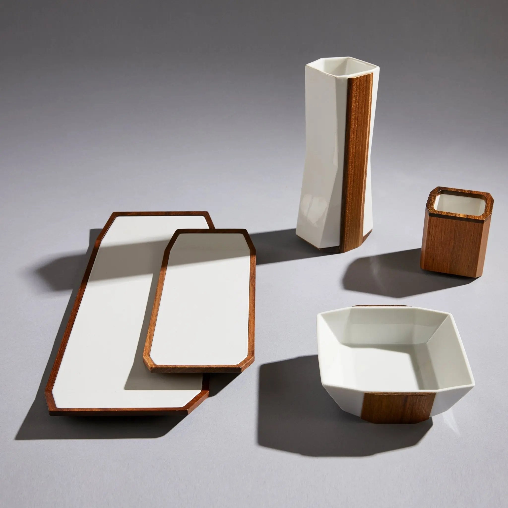 Zogan Tray - Fusion Of Porcelain And Walnut