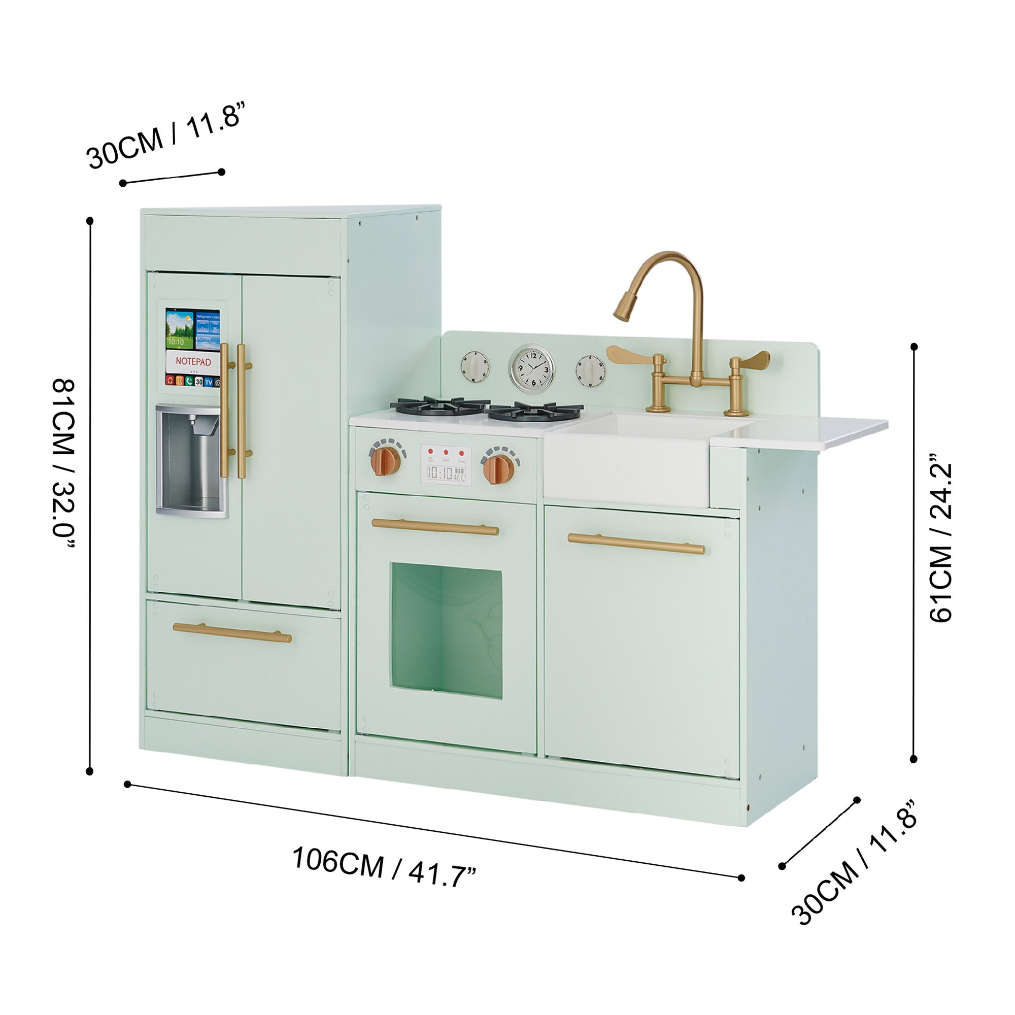 Little Chef Charlotte Modern Play Kitchen, Mint/gold