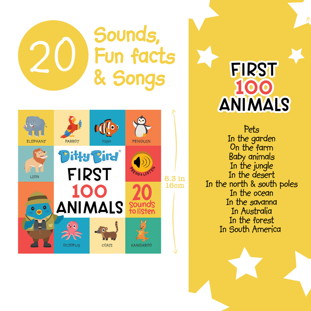 Ditty Bird 100 Animals Sound Book Sound Books