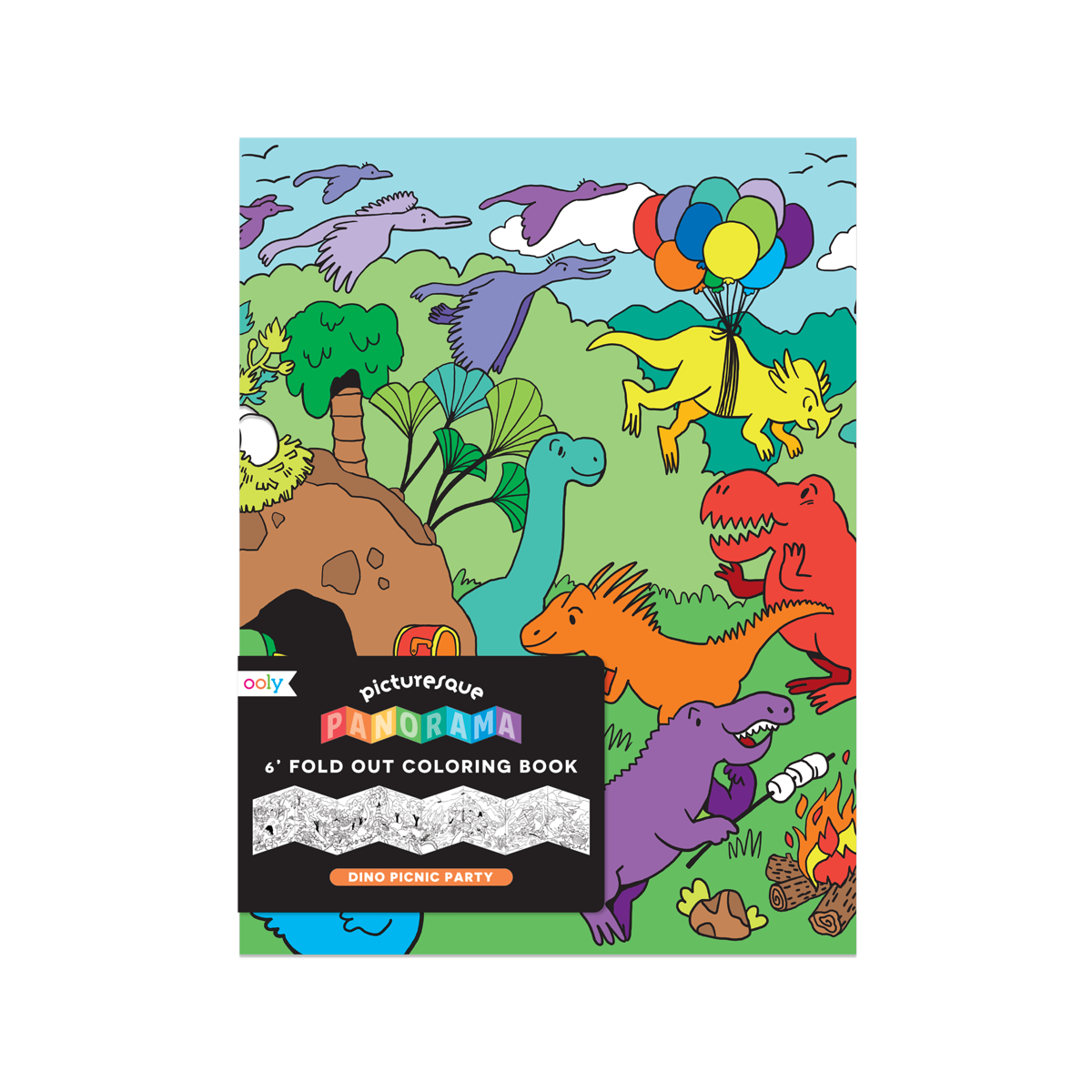 OOLY Picturesque Panorama Coloring Book - Dino Picnic Party Coloring Books