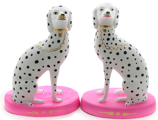 Spotted Dalmatian Neon Pink Set Of 2