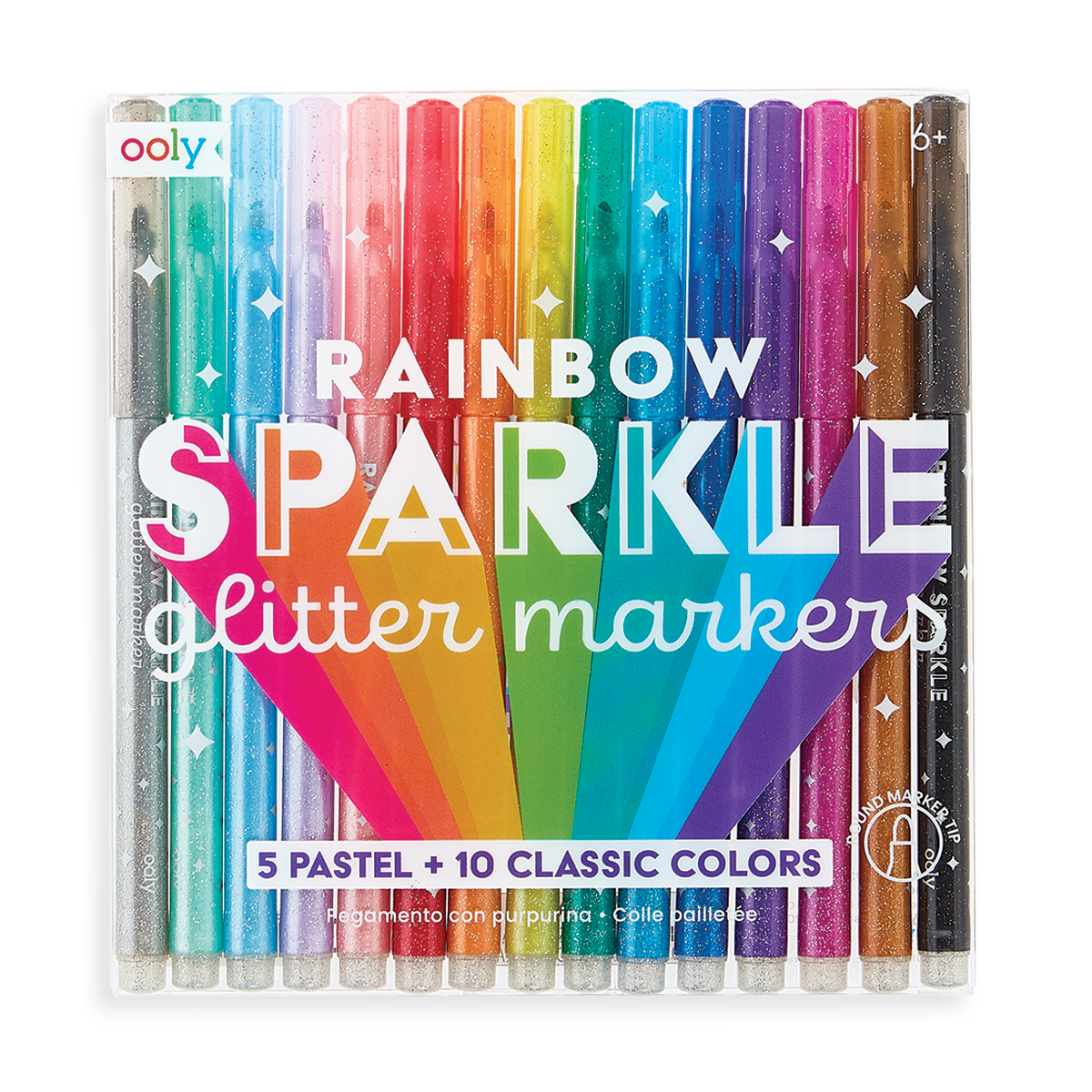 OOLY Rainbow Sparkle Glitter Markers - Set of 15 Markers