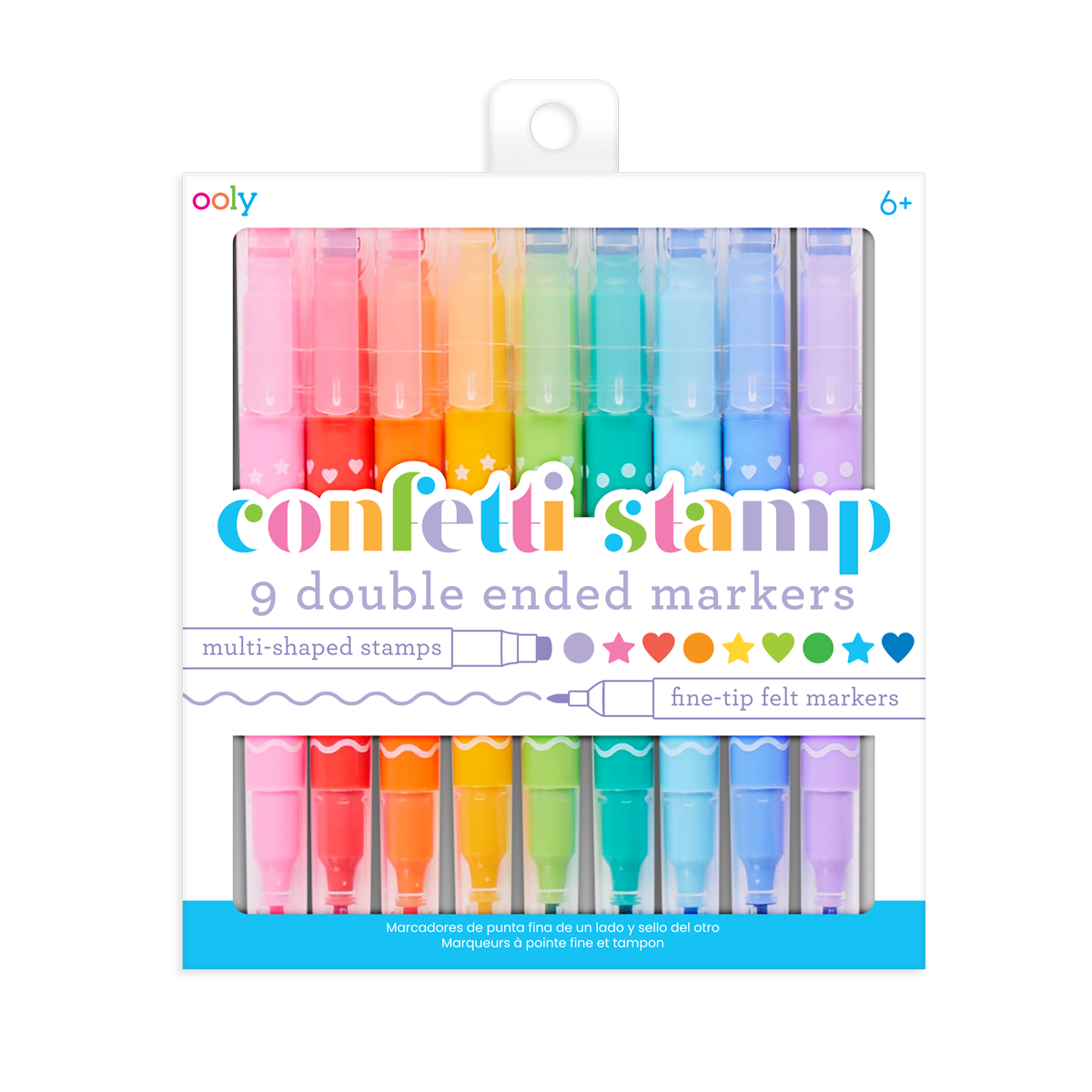 OOLY Confetti Stamp Double-Ended Markers - Set of 9 Markers
