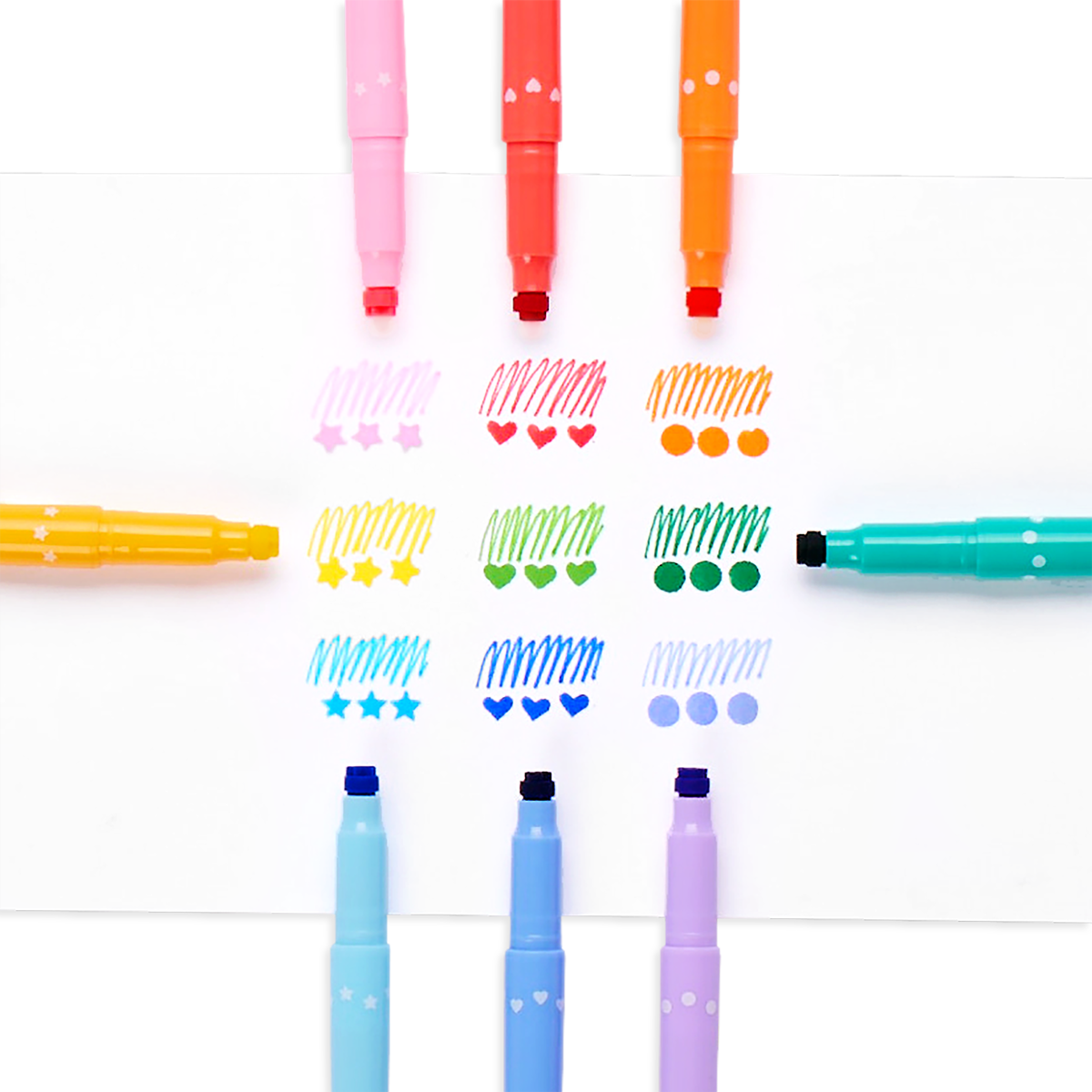 OOLY Confetti Stamp Double-Ended Markers - Set of 9 Markers