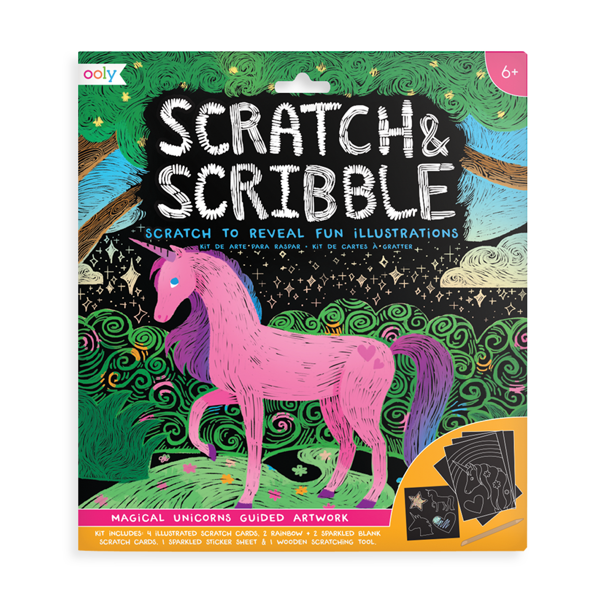 OOLY Magical Unicorn Scratch and Scribble Scratch Art Kit Art Kits