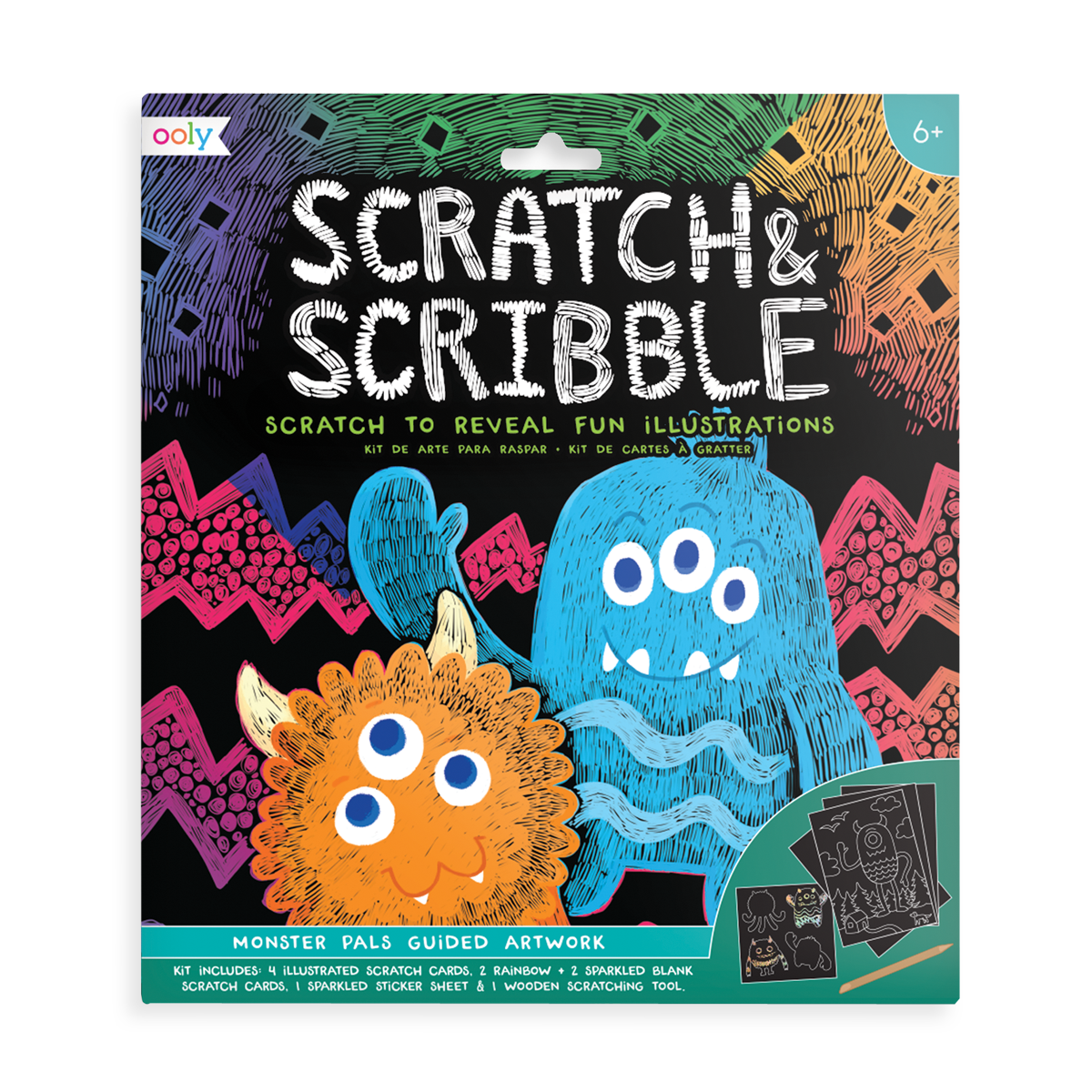 OOLY Monster Pals Scratch and Scribble Scratch Art Kit Art Kits
