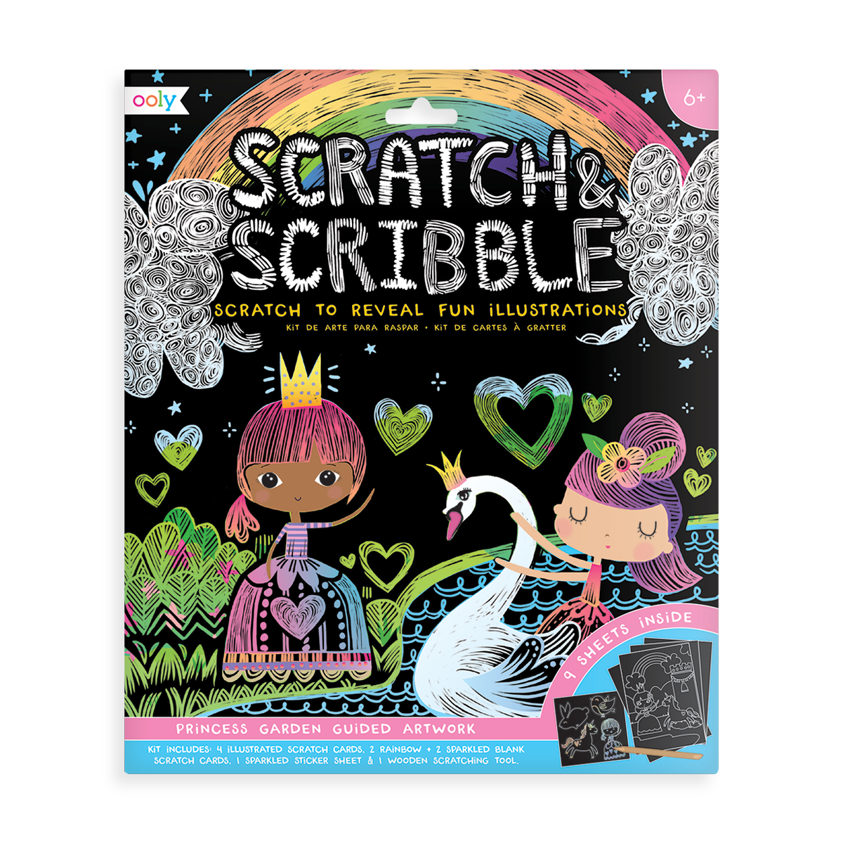 OOLY Princess Garden Scratch and Scribble Scratch Art Kit Art Kits