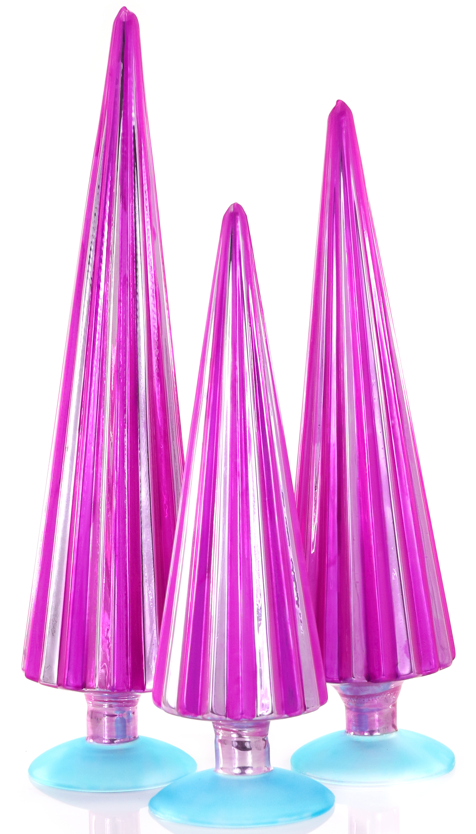 Pleated Treefuchsia Pink Set Of 3