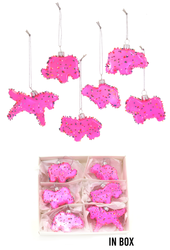 Frosted Animal Cookie Pink Set Of 6