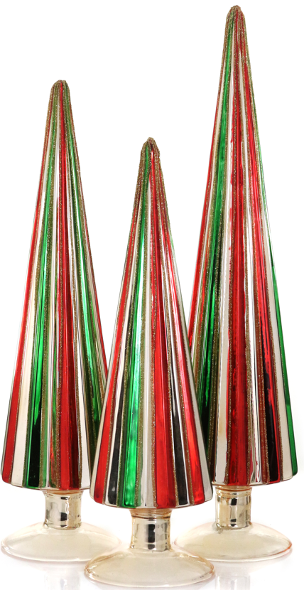 Red And Green Pleated Tree Set Of 3