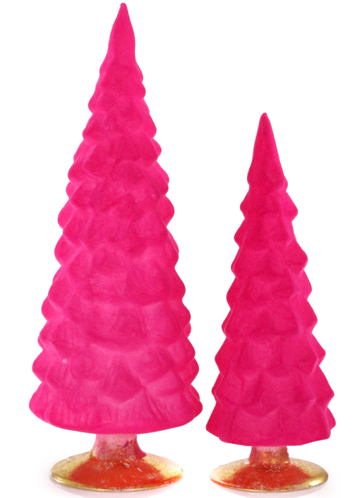 Crushed Velvet Treeshot Pink Set Of 2