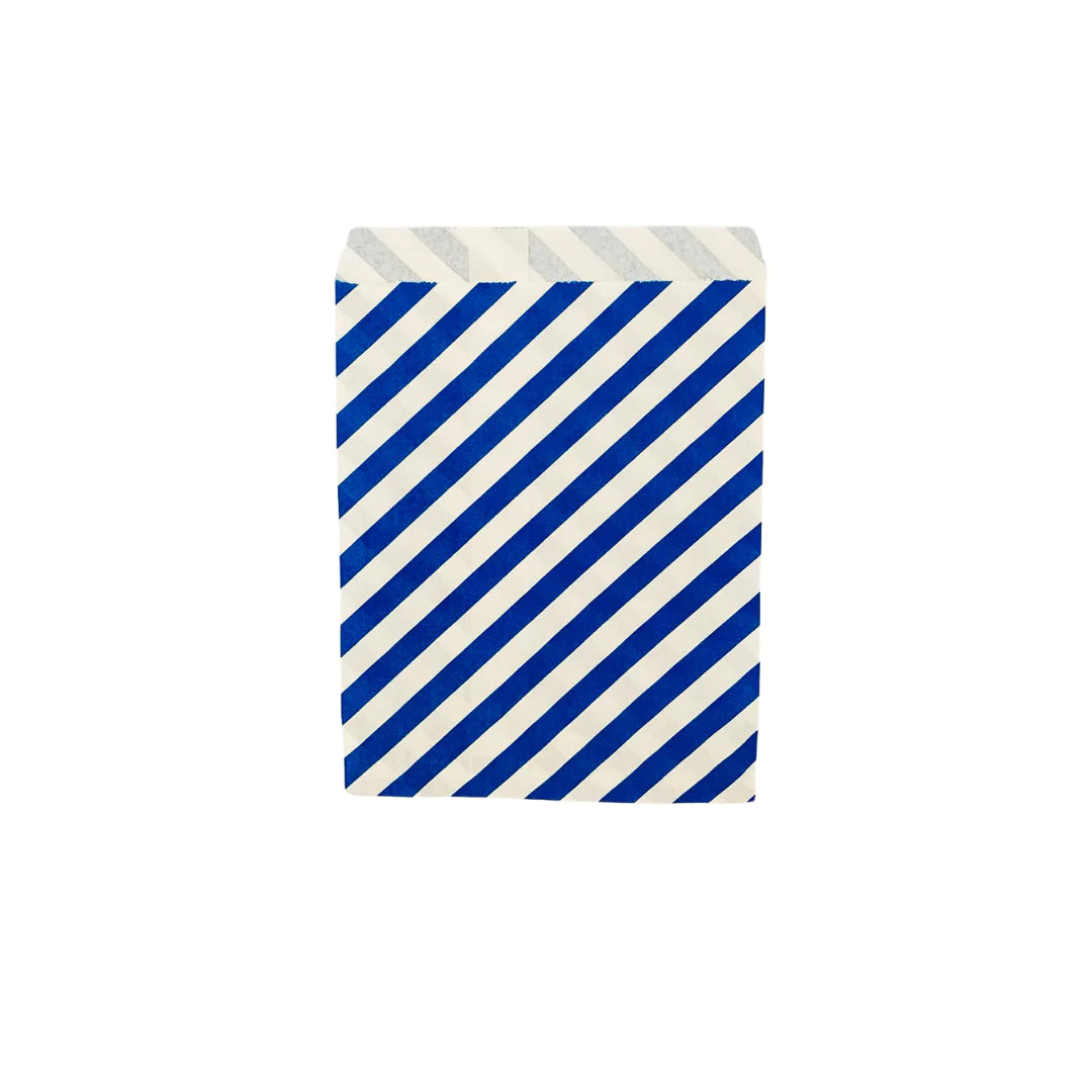 Blue Stripe Paper Treat Bags