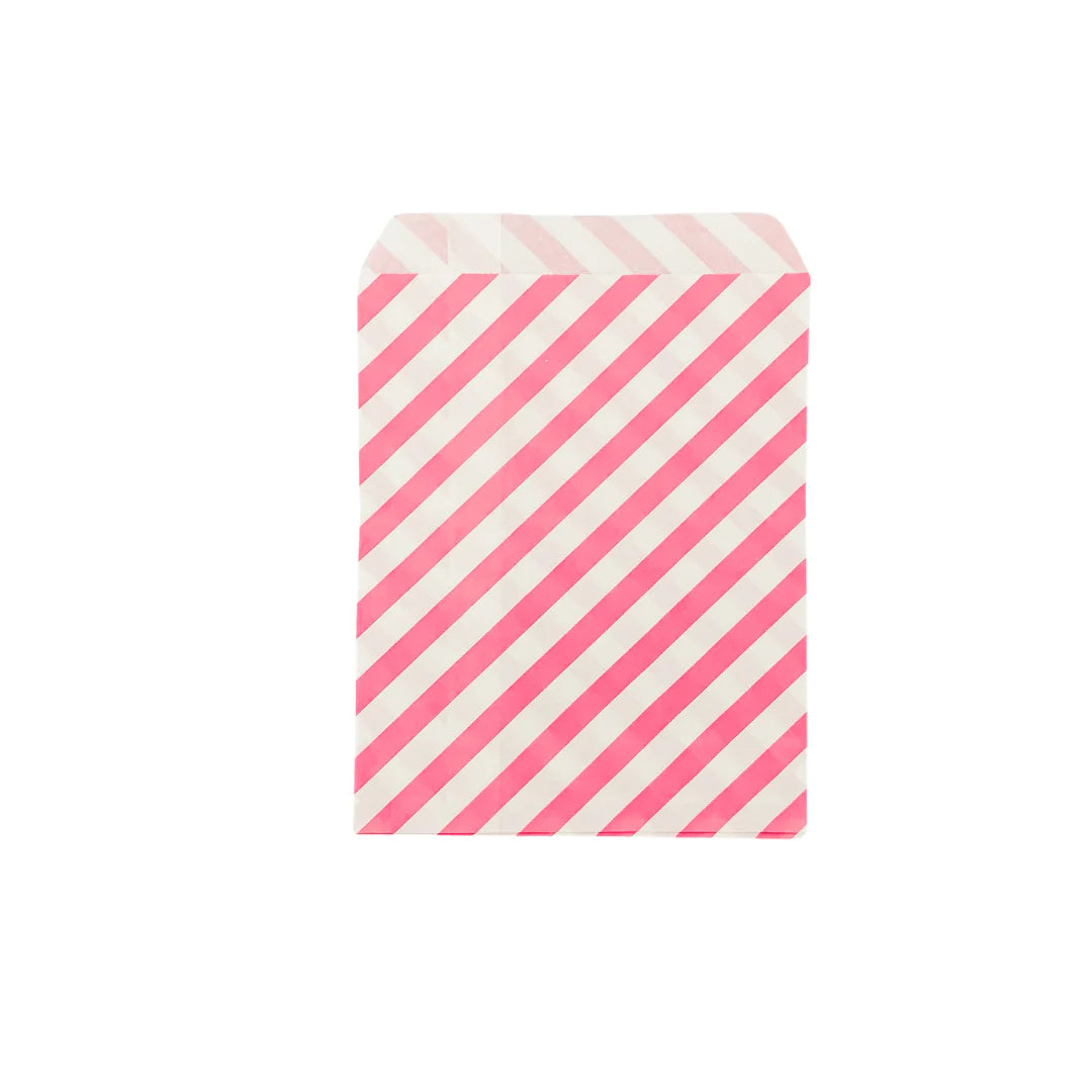 Pink Stripe Paper Treat Bags