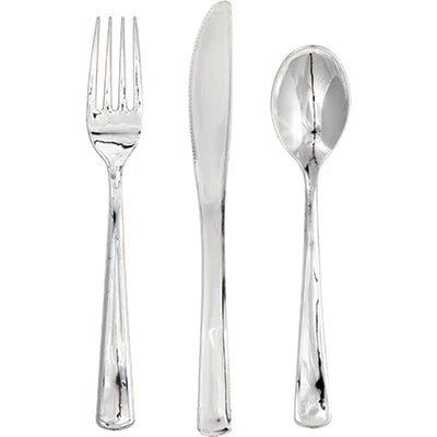 Silver Metallic Assorted Silverware Set