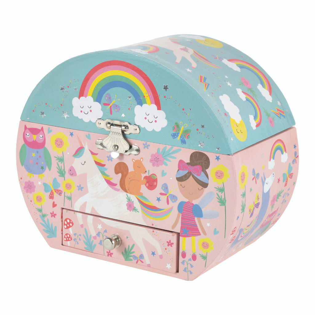 Musical Jewelry Box Oval Shape - Rainbow Fairy