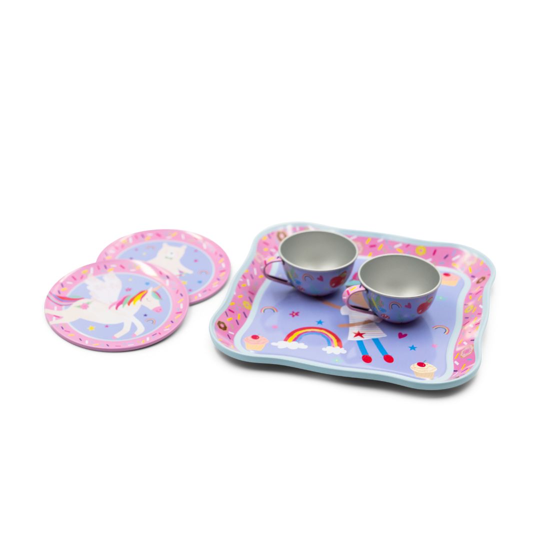 Tin Tea Set 7 Piece - Rainbow Fairy