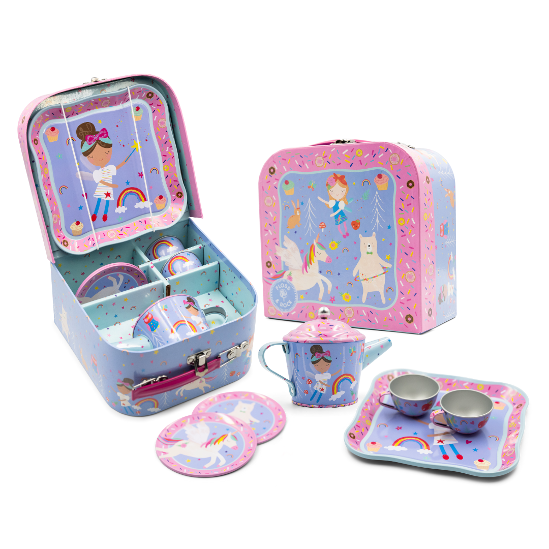 Tin Tea Set 7 Piece - Rainbow Fairy