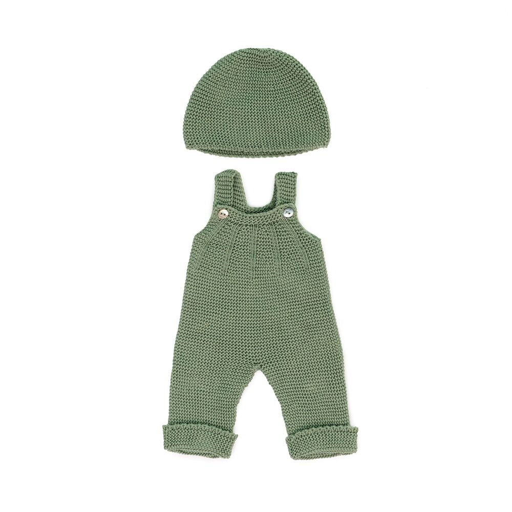 Miniland Knitted Doll Outfit 15" – Overall & Beanie Hat Doll Accessories