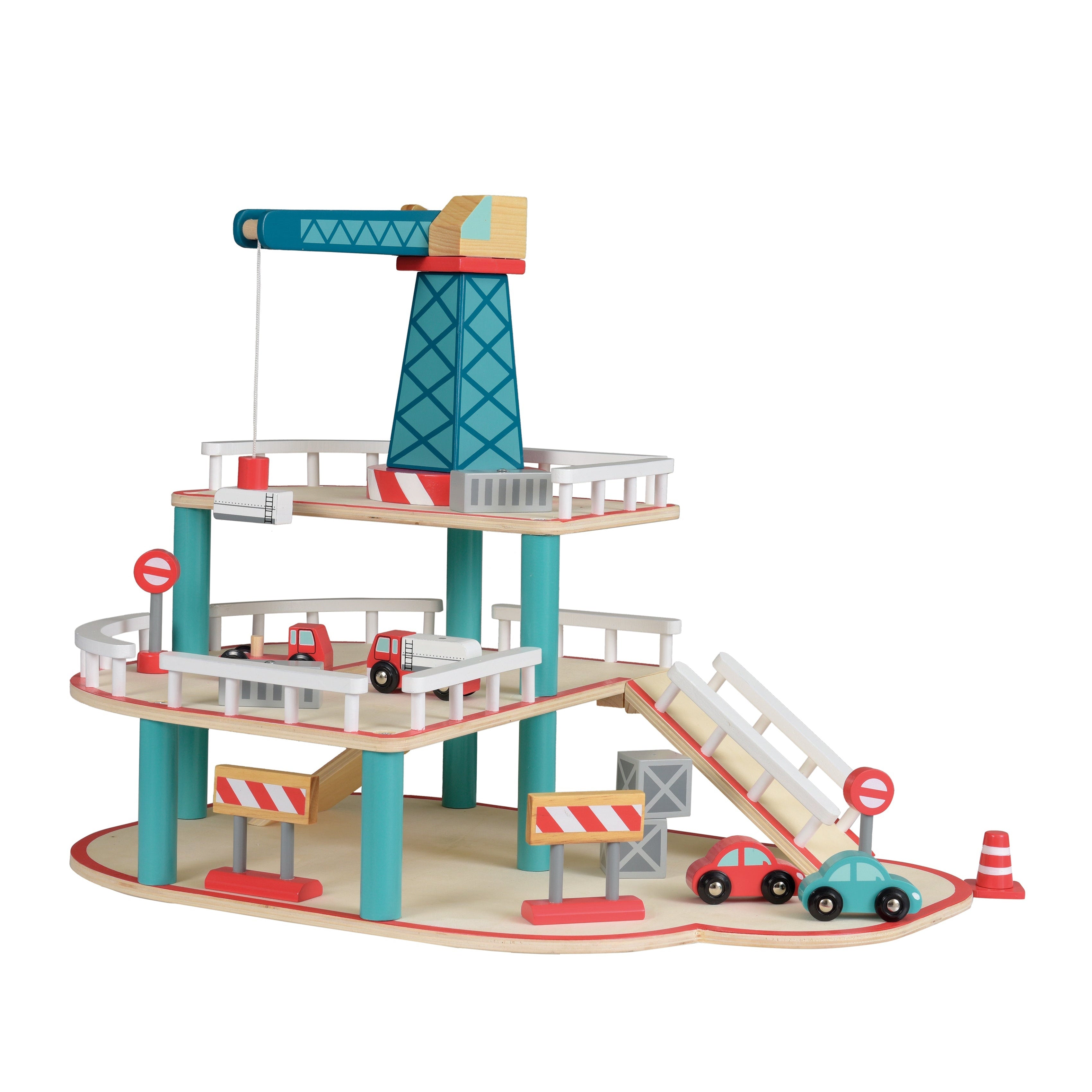 Egmont Wooden Garage with Crane Play Vehicles Tracks