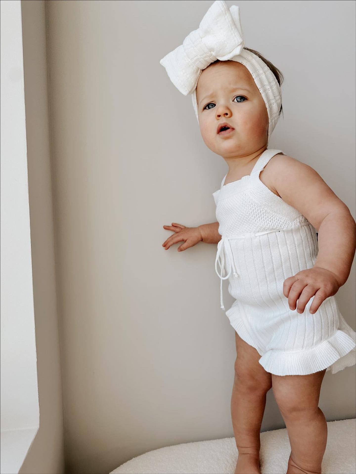 Sleeveless Ruffle Romper - White