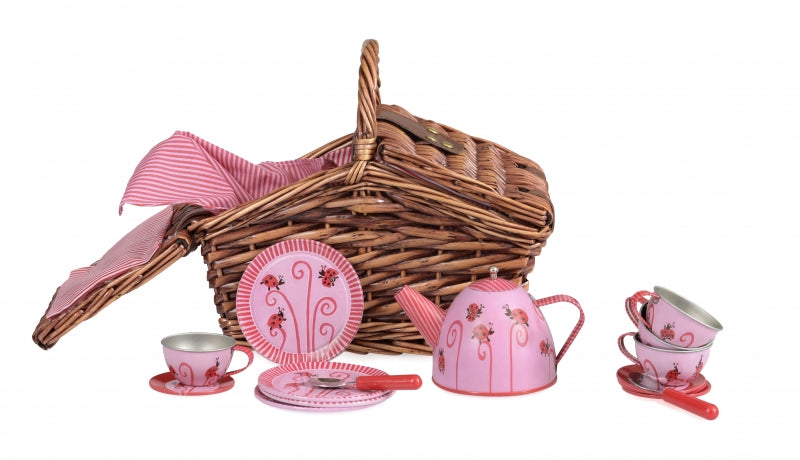 Egmont Ladybug Tin Tea Set In a Basket Pretend Play