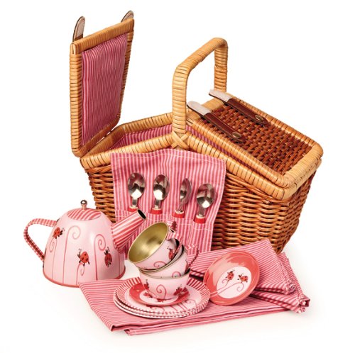 Egmont Ladybug Tin Tea Set In a Basket Pretend Play