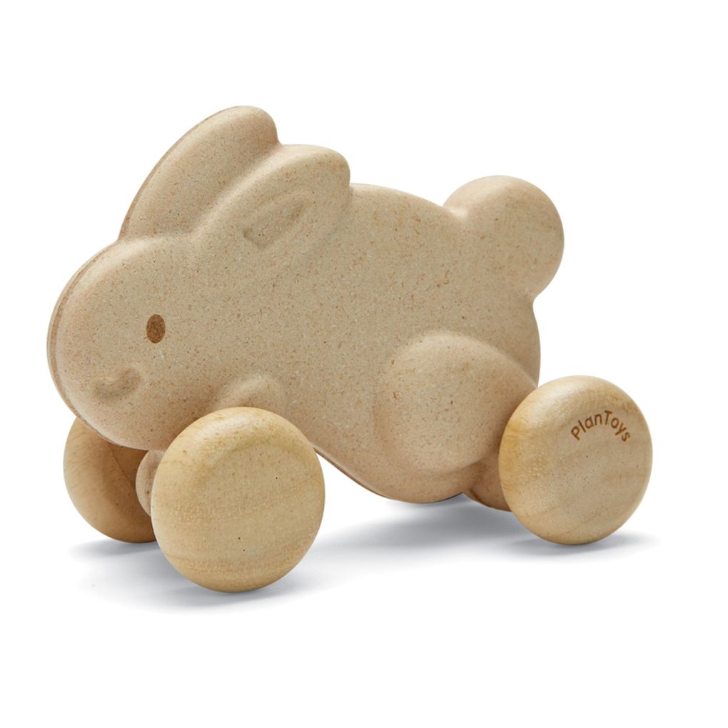 PlanToys Push Along Bunny - White Push & Pull
