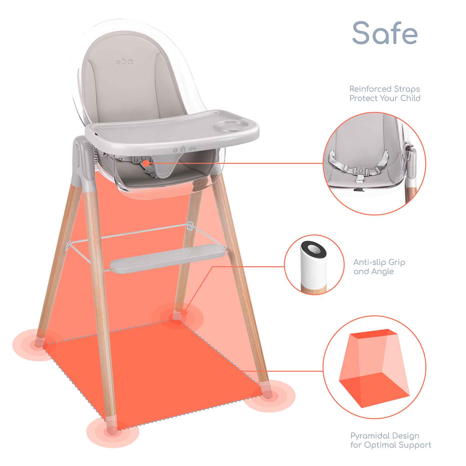 Children Of Design 6 In 1 Deluxe High Chair  W/cushion