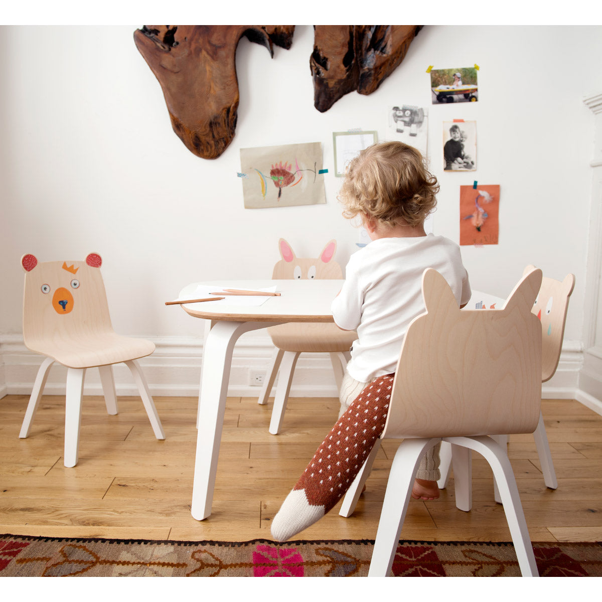 Oeuf White Play Table in Birch Plywood Play Tables
