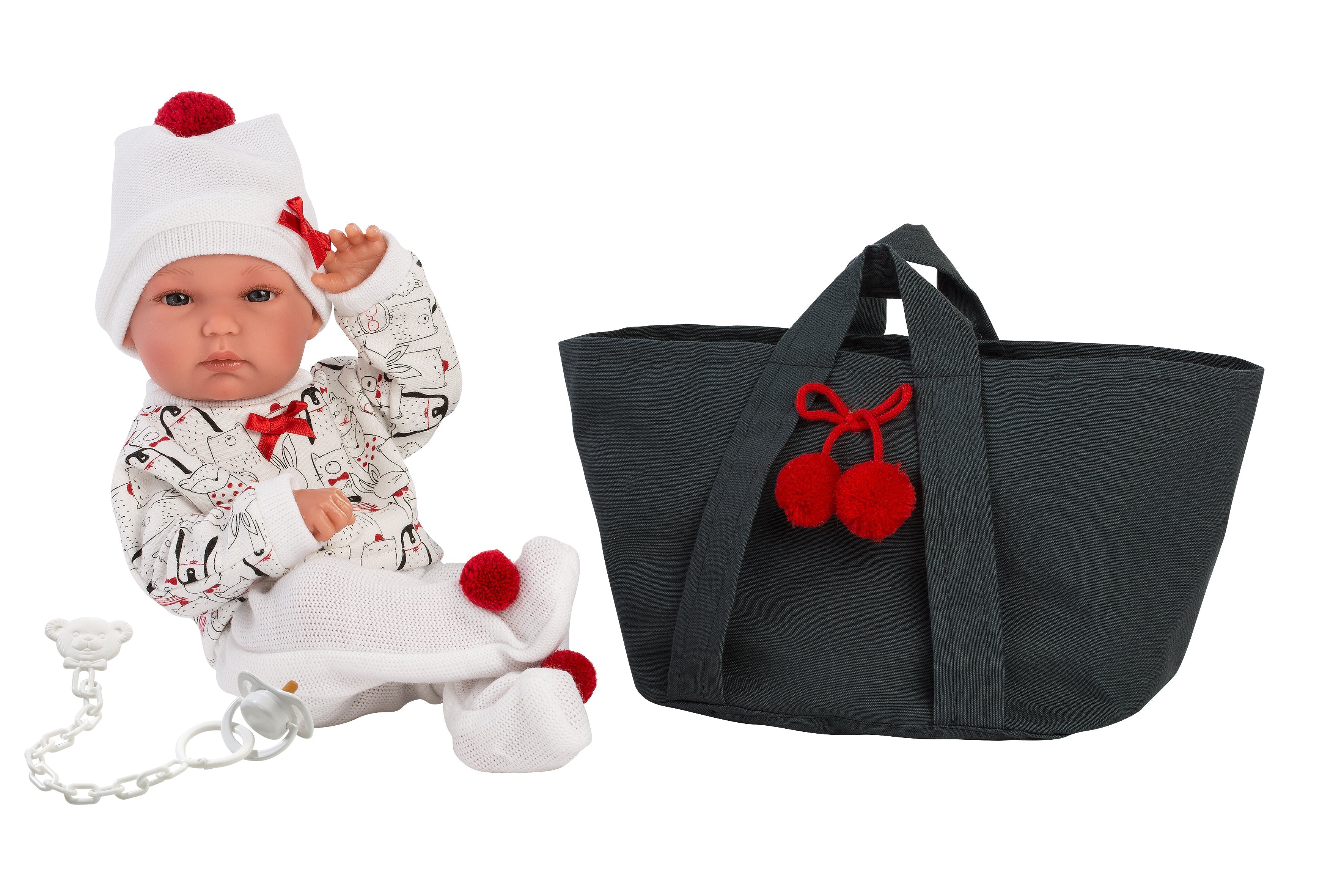 Llorens 13.8" Anatomically-correct Baby Doll Lucy With Cherry Carrycot Dolls