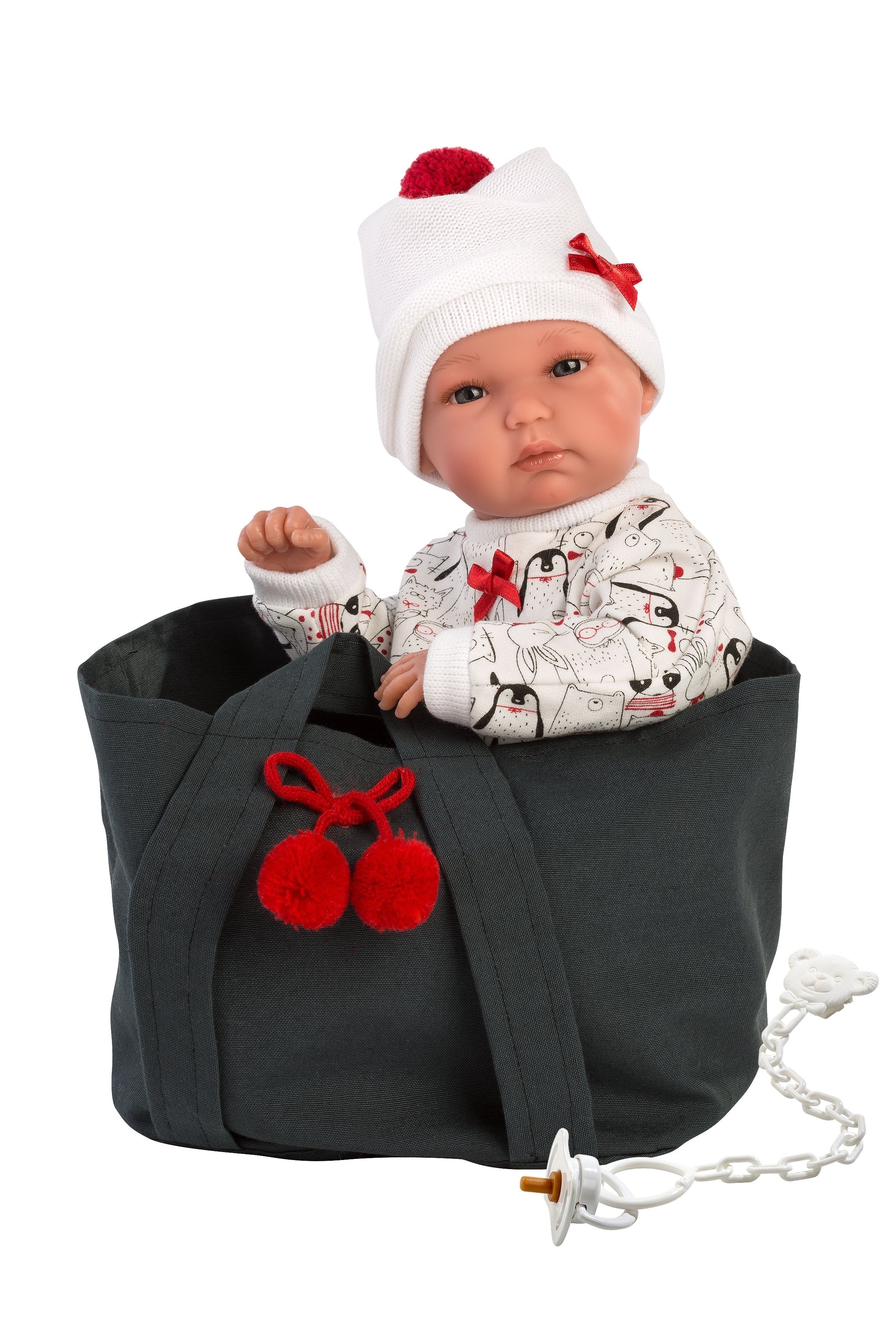 Llorens 13.8" Anatomically-correct Baby Doll Lucy With Cherry Carrycot Dolls
