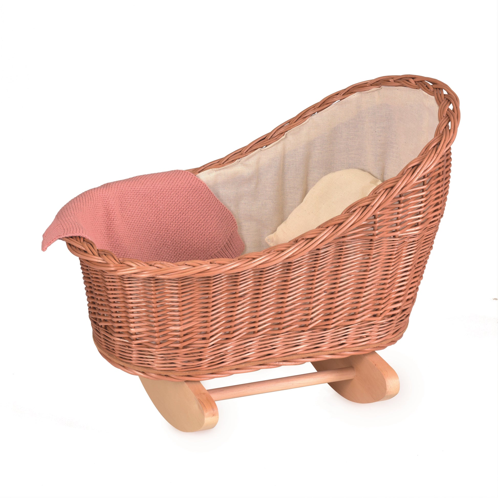 Egmont Les Petits by Wicker Cradle with Knitted Blanket Pretend Play