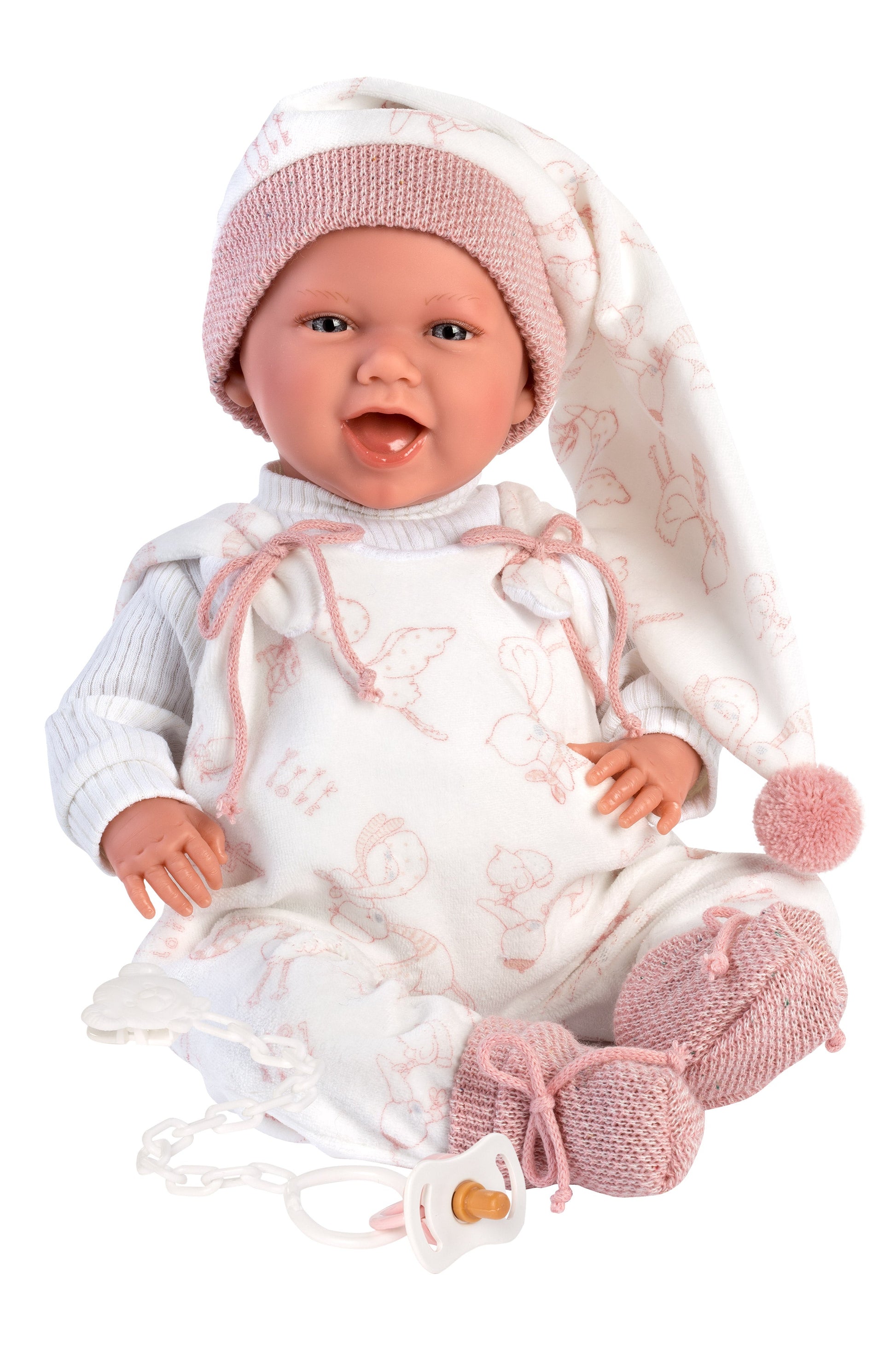 Llorens 16.5" Articulated New Born Natalia With Carrycot Dolls