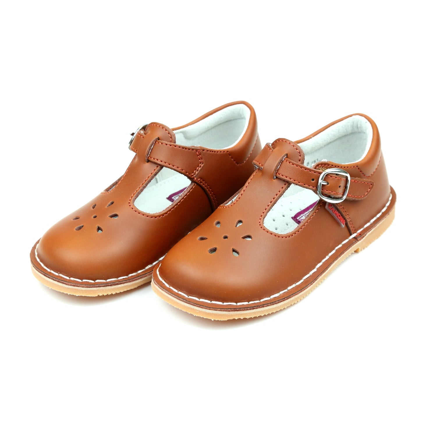L'Amour Joy Cognac T-Strap Mary Jane Mary Janes