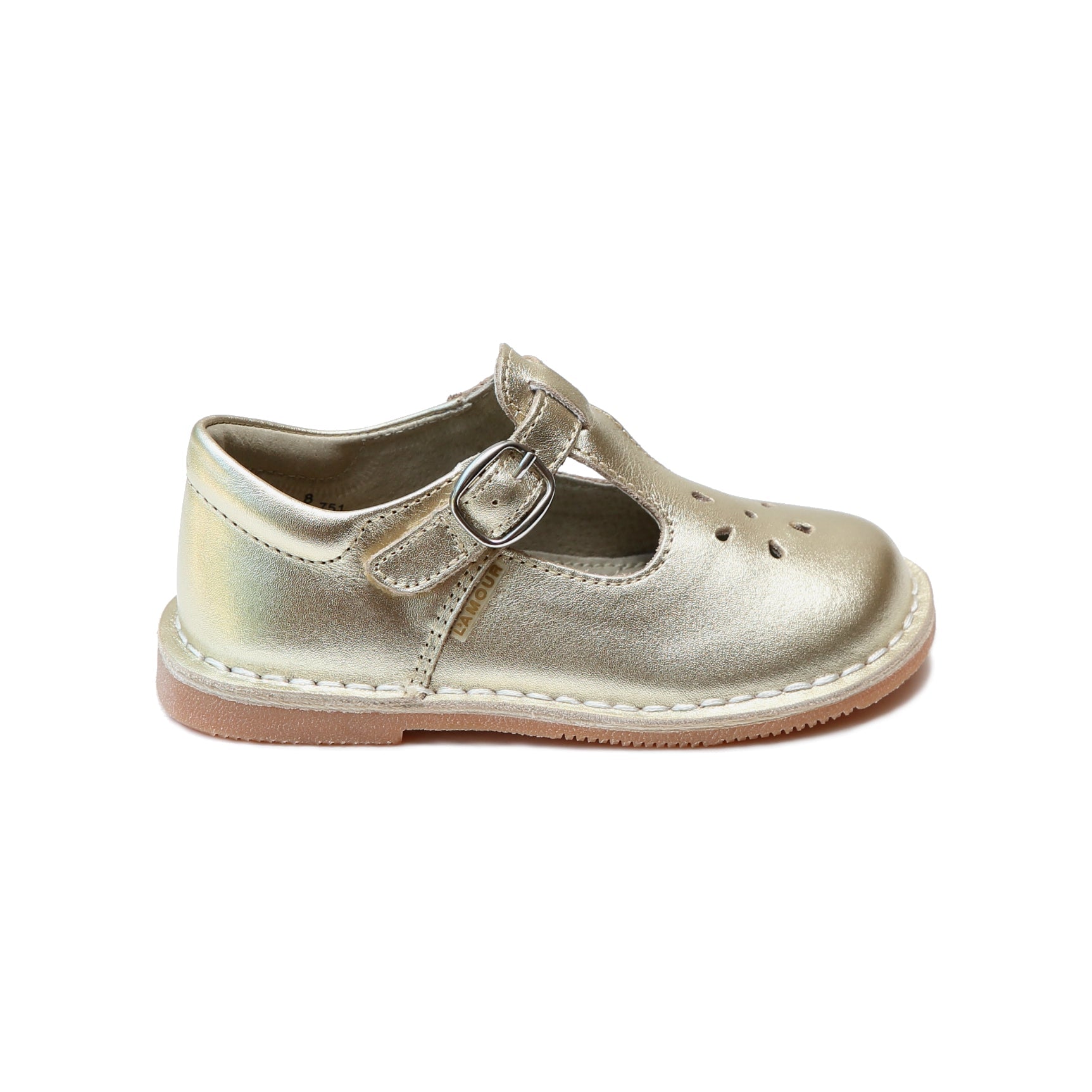 L'Amour Joy Metallic Leather T-Strap Mary Jane Mary Janes