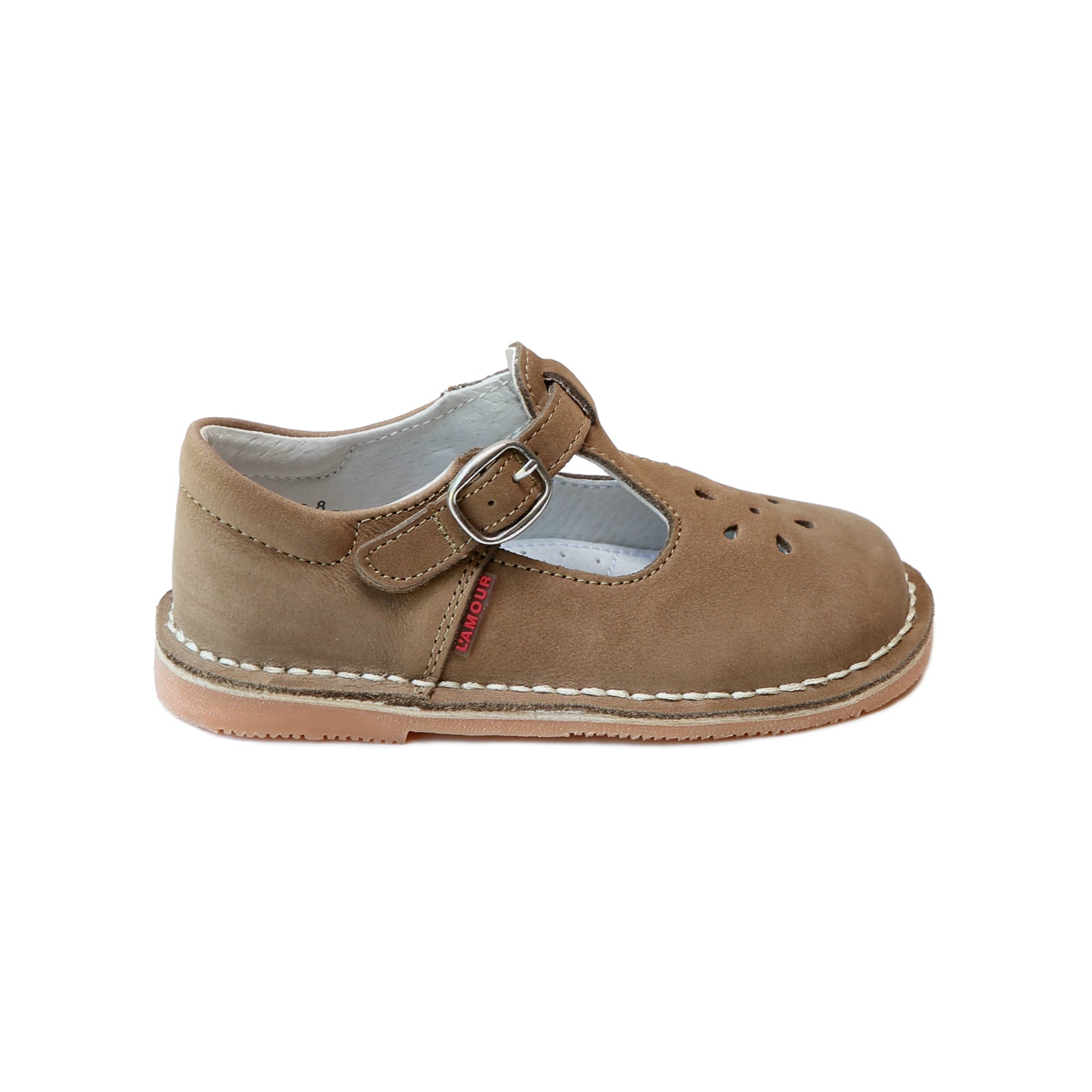 L'Amour Joy Classic Nubuck Leather T-Strap Mary Jane Mary Janes
