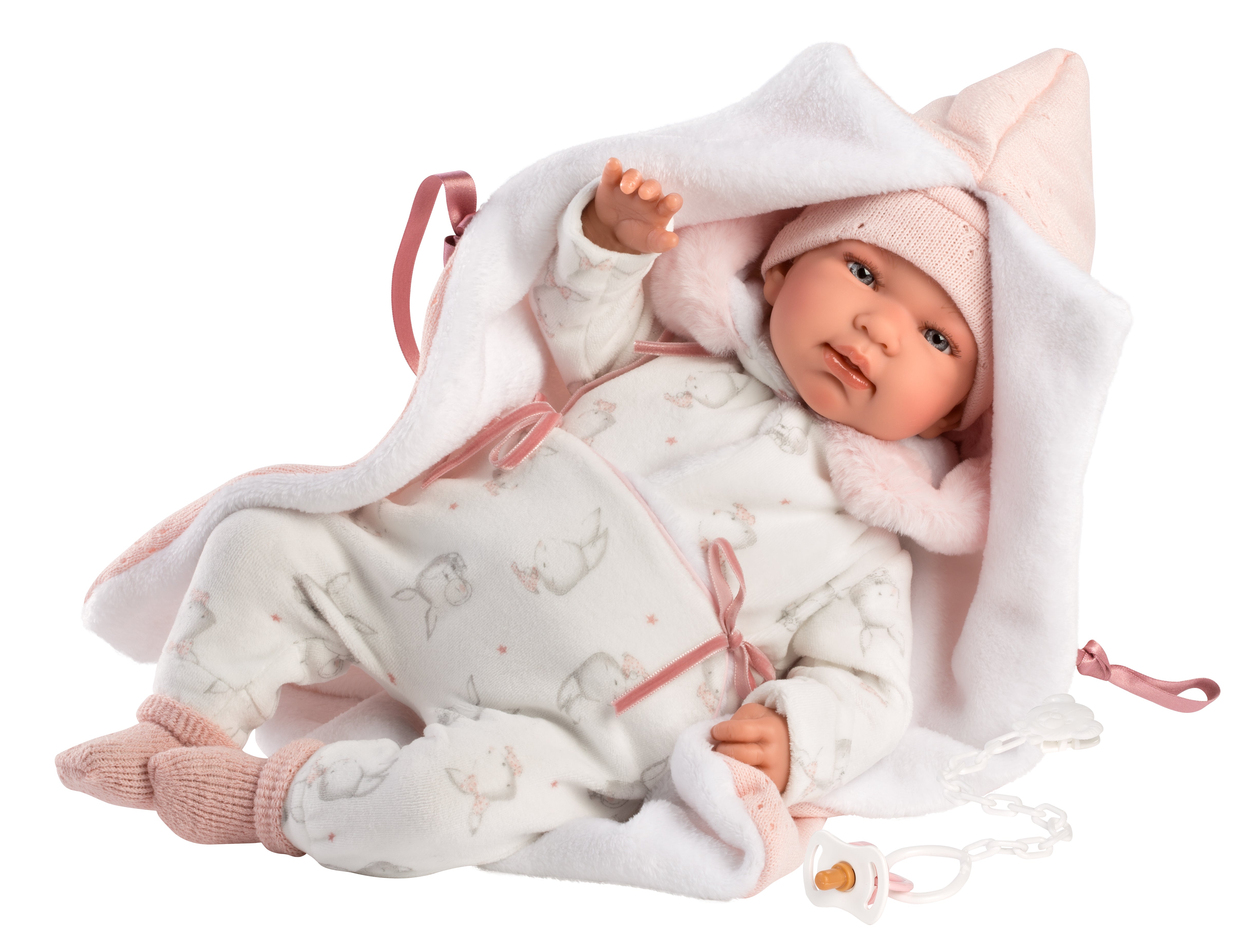 Llorens 17.3" Soft Body Crying Newborn Doll Paulina with Blanket Dolls