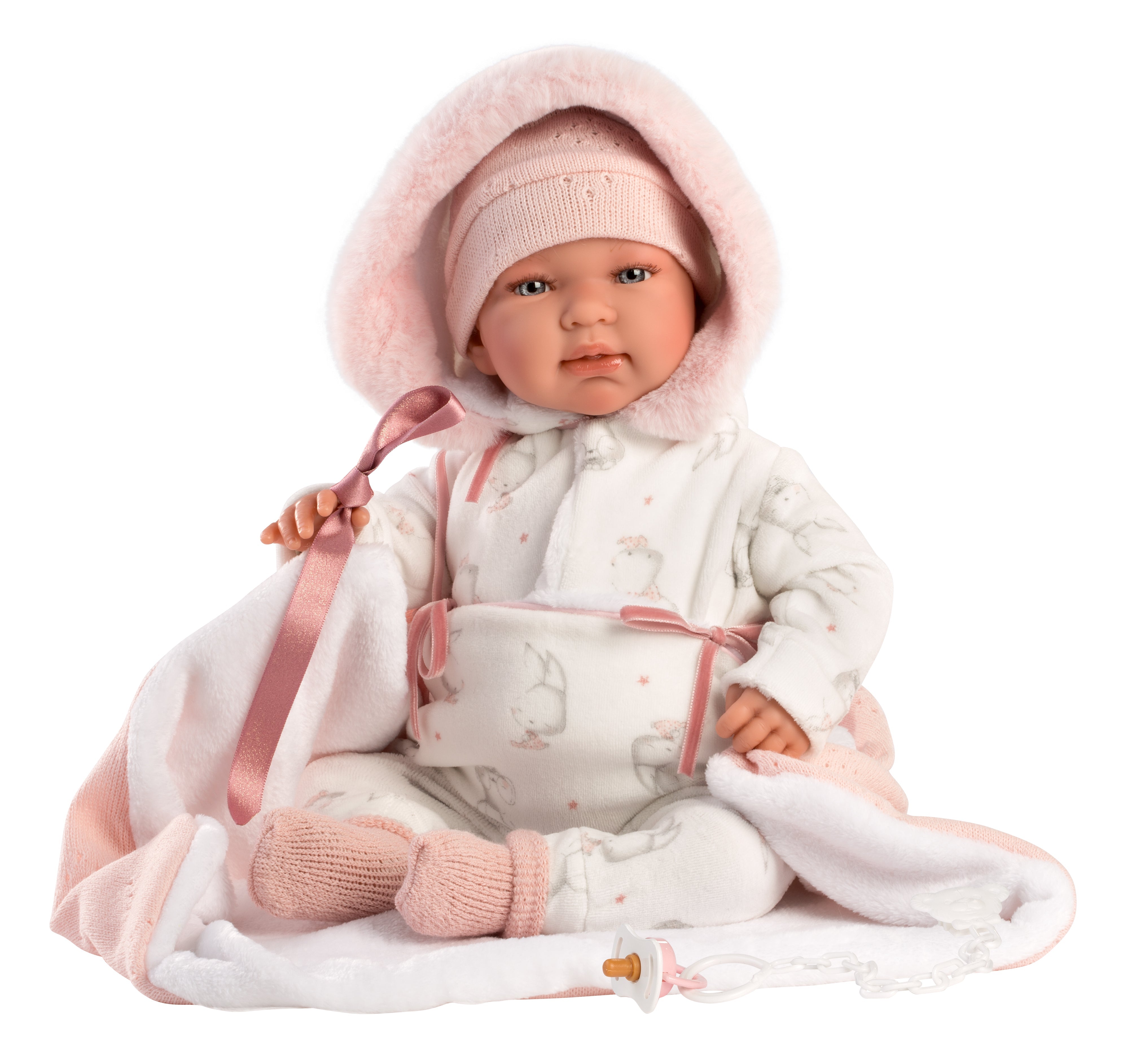 Llorens 17.3" Soft Body Crying Newborn Doll Paulina with Blanket Dolls