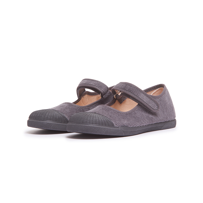 Corduroy Mary Jane Captoe Sneakers In Grey