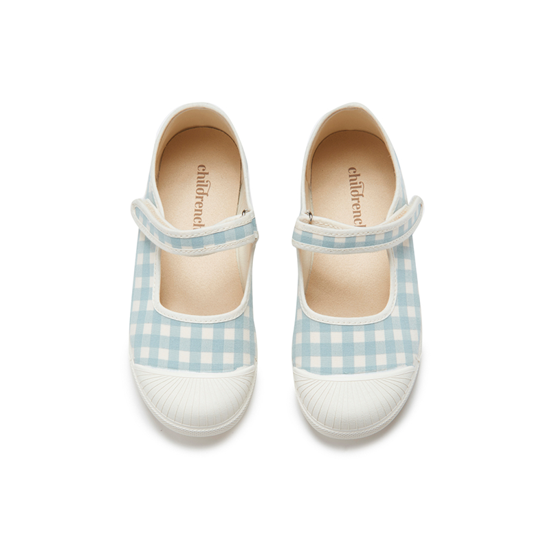 Gingham Mary Jane Sneakers In Light Blue