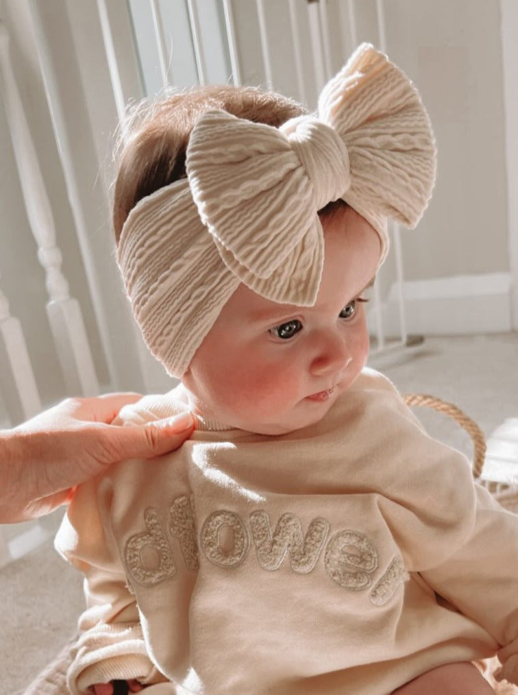 Stretch Bow Headband - Cream