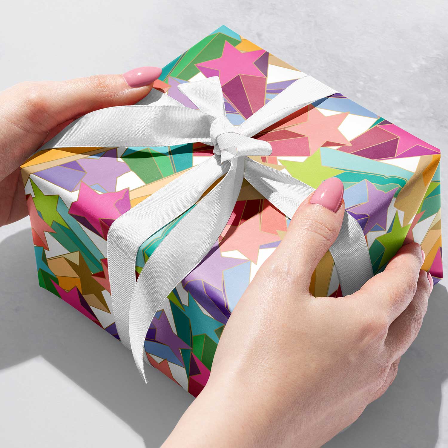 B149b Bright Birthday Stars Gift Wrapping Paper Gift Box 