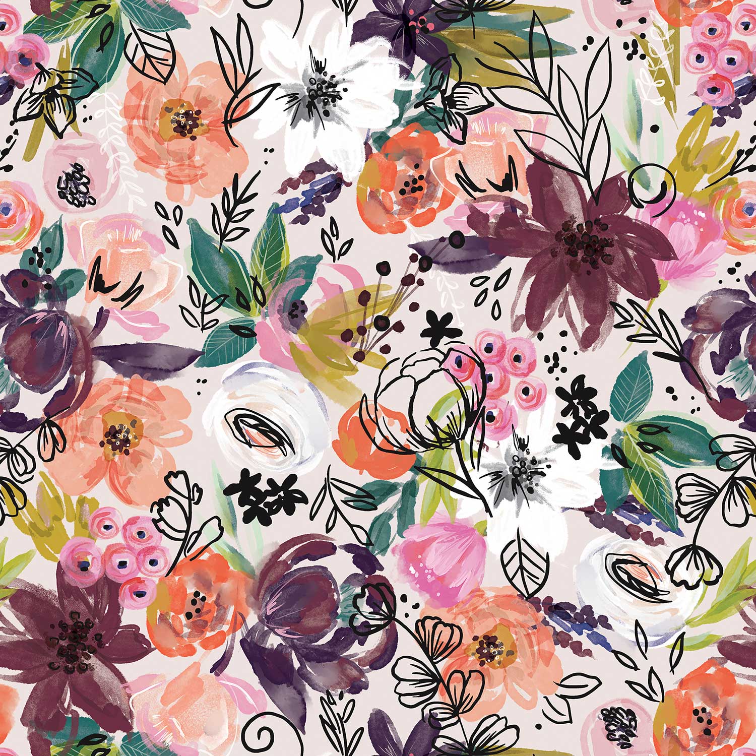 B348a Twig Floral Gift Wrapping Paper Swatch 