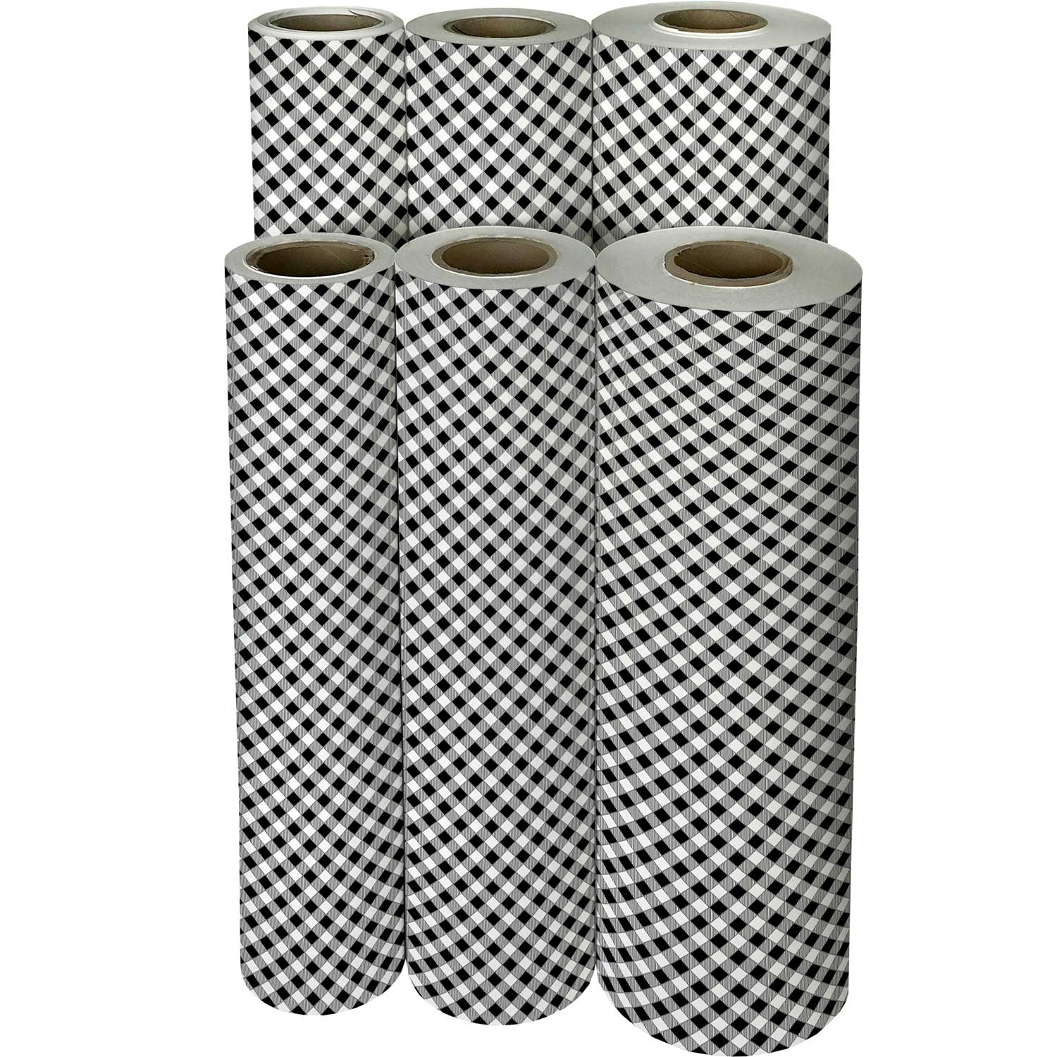 B355f Black Gingham Gift Wrapping Paper Reams 