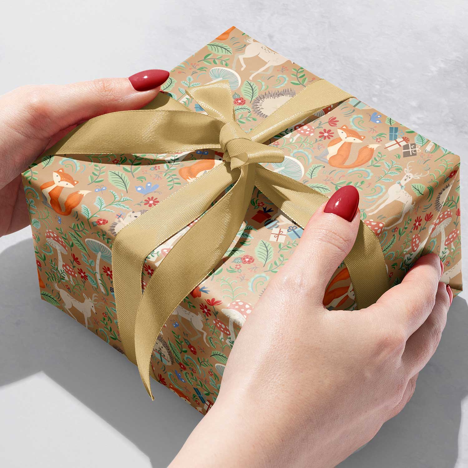 B385b Fox Baby Gift Wrapping Paper Gift Box 