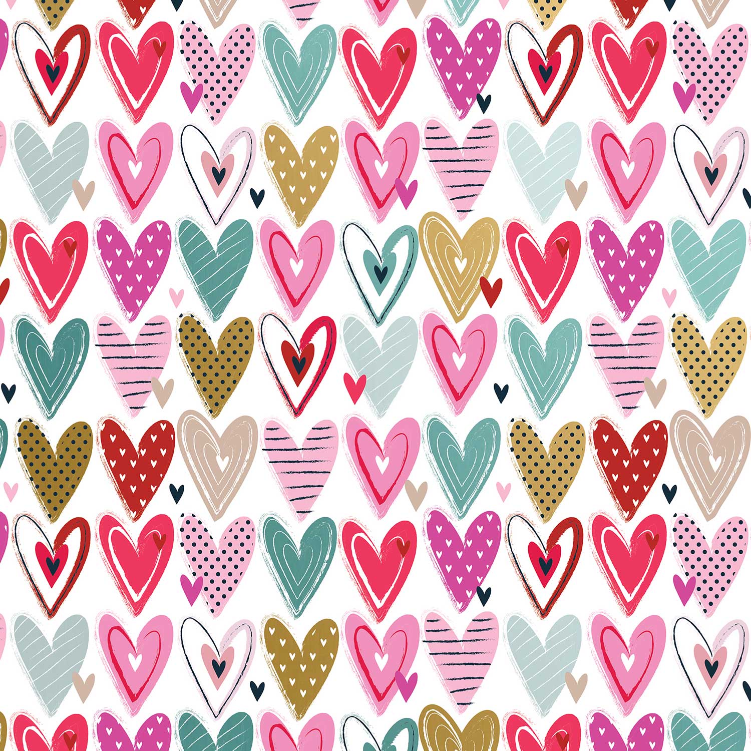 B401a Pink Purple Red Hearts Valentines Gift Wrapping Paper Swatch 