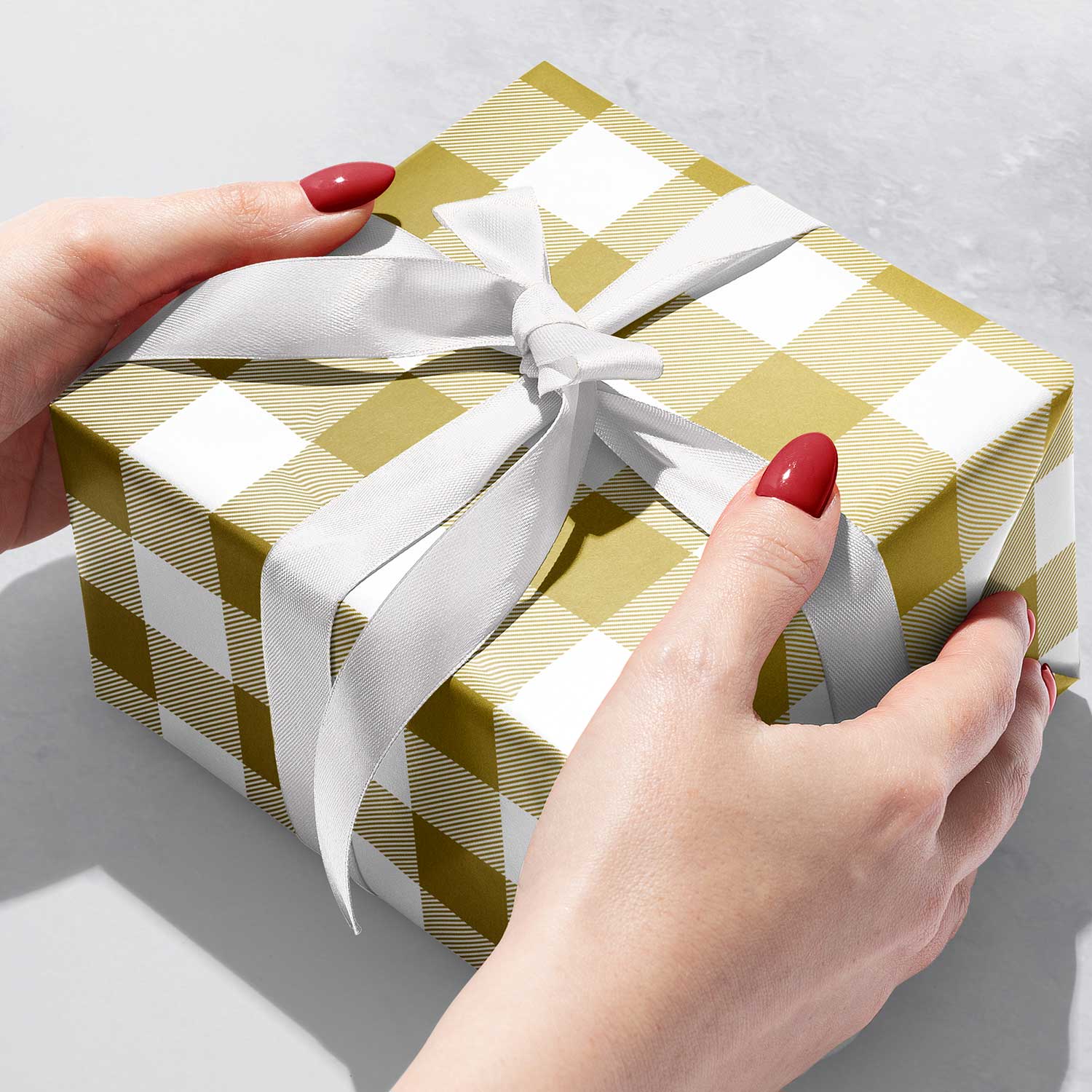 B716b Gold White Plaid Gift Wrapping Paper Gift Box 