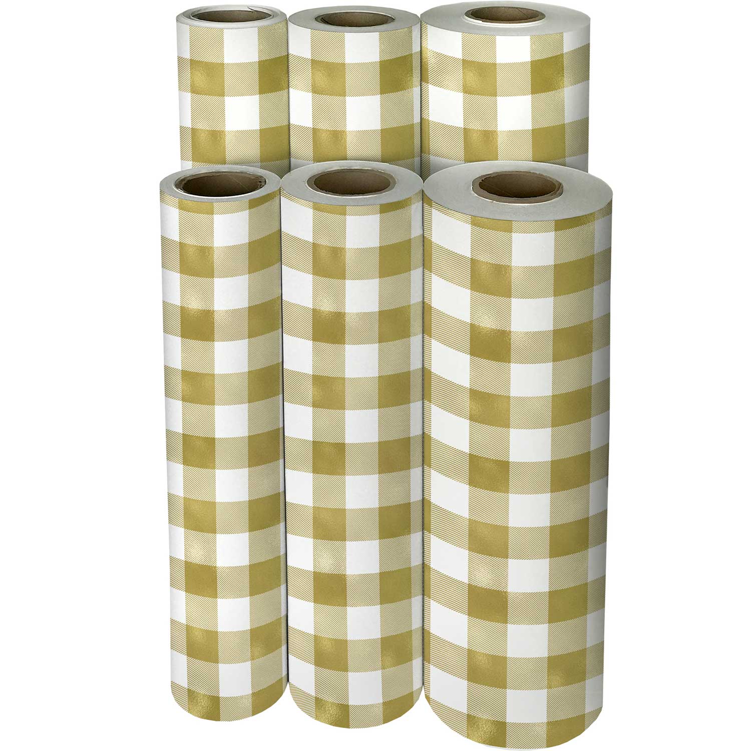 B716f Gold White Plaid Gift Wrapping Paper Reams 